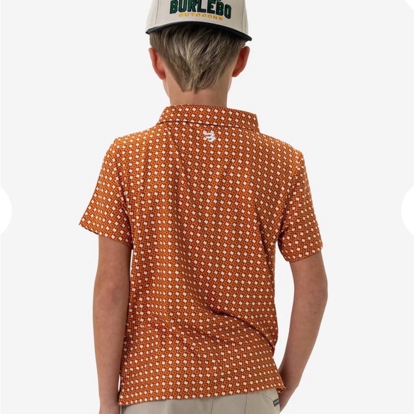 Burlebo Boys Performance Polo Orange and White Texas, Size Medium (8) - Picture 3 of 6